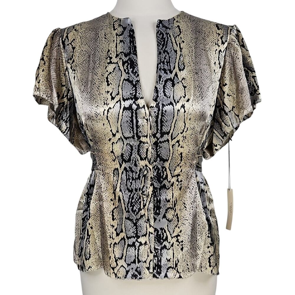 NWT's Vertigo Paris Black and Cream Snake Print Blouse XLarge